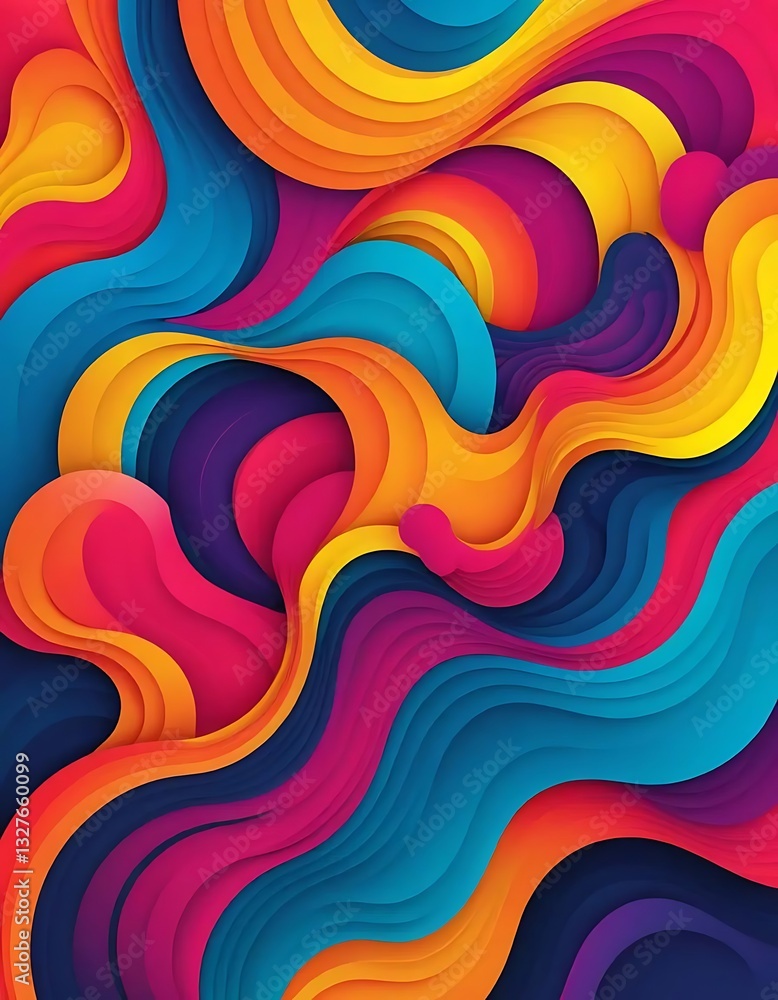 Aufkleber Dynamic colored gradient waves pattern abstract vector design illustration