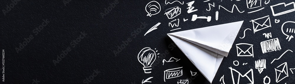 Poster conceptual image of crumpled paper airplane representing failure and setbacks in business