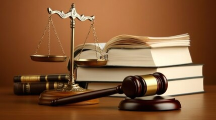 Scales of Justice Law Books Gavel Legal Symbol