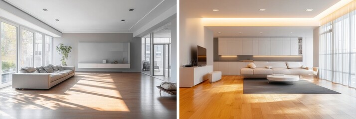 Apartment transformation in Saint Petersburg showcases modern design and minimalist decor Generative AI