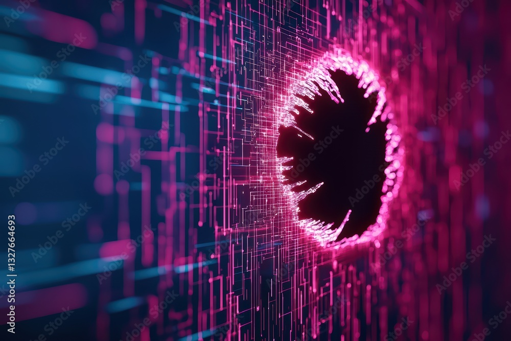 Poster futuristic holographic system concept with digital elements and data visualization graphics