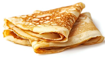 Close up on 3 folded crepes french pancakes