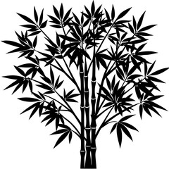bamboo tree black silhouette vector, Simple silhouette Design vector icon with white background. 