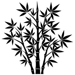 bamboo tree black silhouette vector, Simple silhouette Design vector icon with white background. 