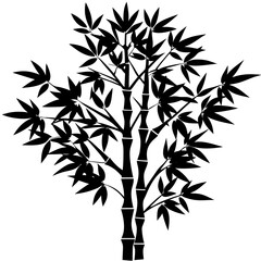 bamboo tree black silhouette vector, Simple silhouette Design vector icon with white background. 