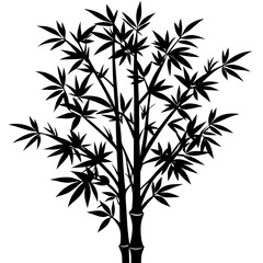 bamboo tree black silhouette vector, Simple silhouette Design vector icon with white background. 