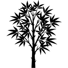 bamboo tree black silhouette vector, Simple silhouette Design vector icon with white background. 