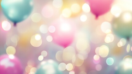 Fototapeta premium Pastel Balloons and Soft Light Bokeh Background