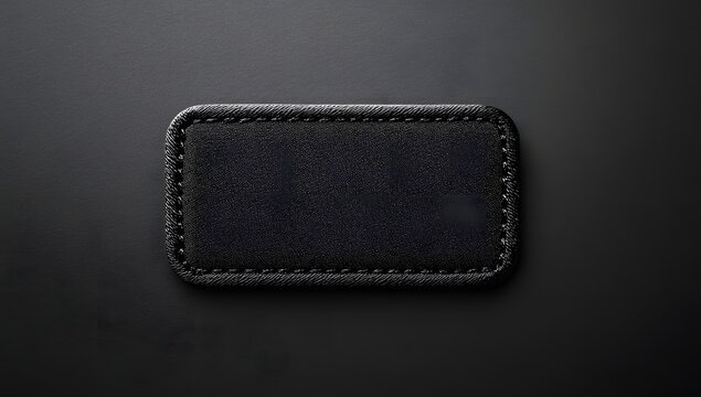 Blank black leather patch on dark surface