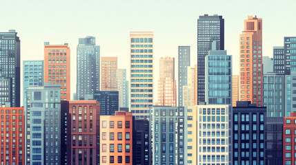 Obraz premium Skyscrapers buildings isolated tower office city architecture house business apartment vector illustration