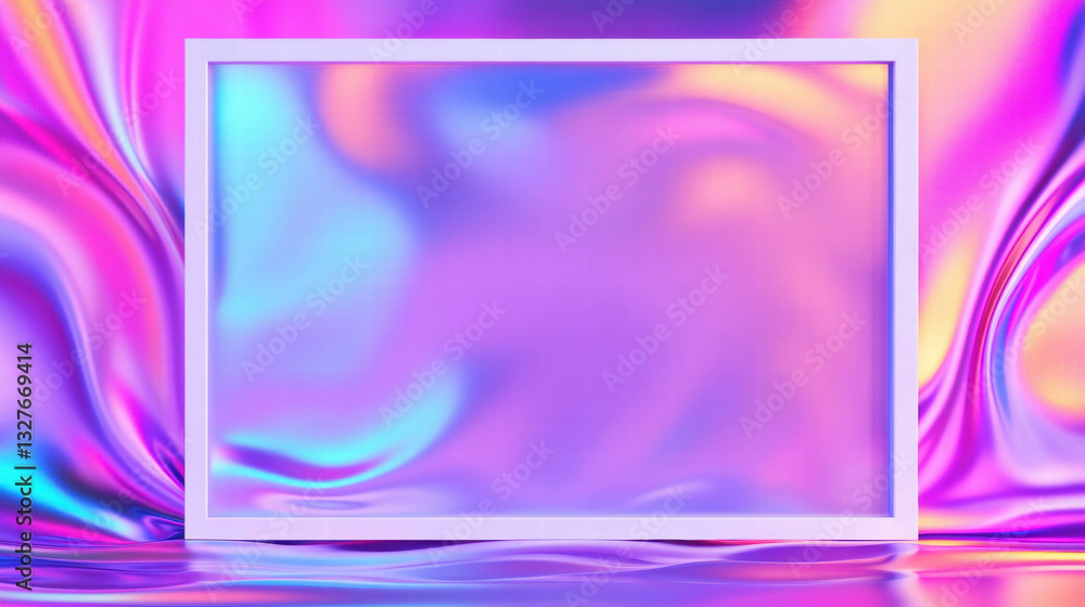 Poster colorful abstract background with white frame for modern design and art display