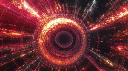Abstract Digital Tunnel - A Vibrant Technological Journey