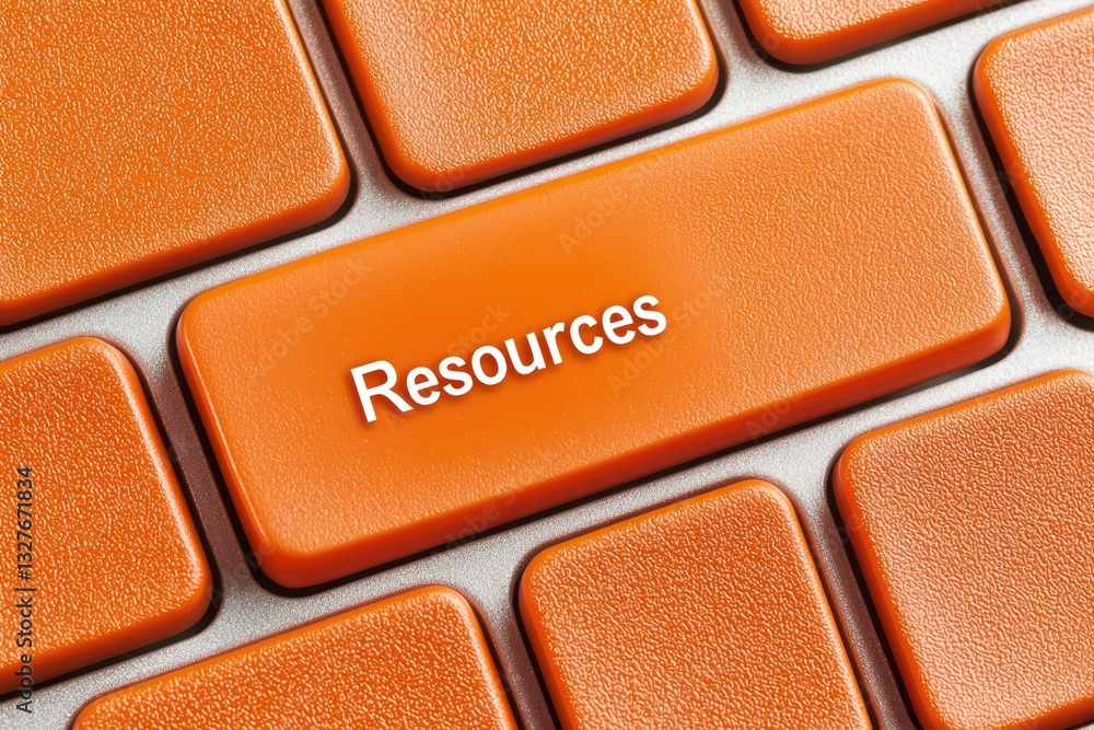 Aufkleber concept of technology access illustrated by an orange keyboard key highlighting resources