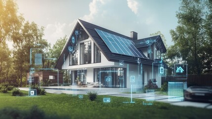 Modern Smart Home with Solar Panels and Integrated Technology