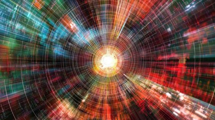 Abstract Digital Tunnel: A Colorful Data Stream Through a Futuristic Technology Design