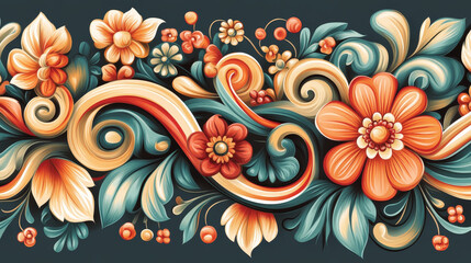 Fototapeta premium pattern ornament element ribbon braid Russian folk style