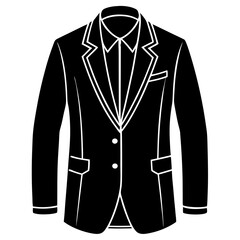  blezer for man black silhouette vector, Simple silhouette Design vector icon with white background. Textile Vector , suit vector