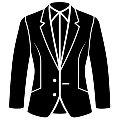  blezer for man black silhouette vector, Simple silhouette Design vector icon with white background. Textile Vector , suit vector
