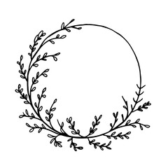 Fototapeta premium A delicate floral wreath with intricate botanical details. Ideal for invitations, branding, and decorative projects.
