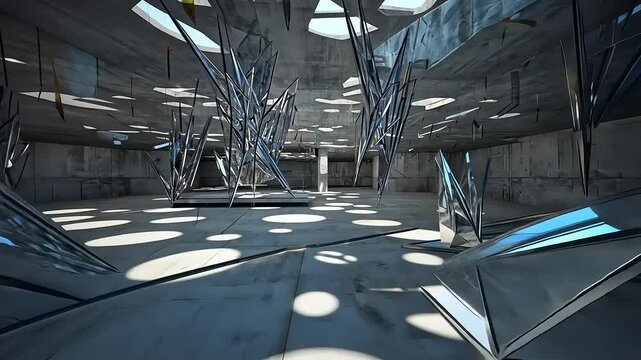 Urban architecture frames an empty parking lot, a pause in the city's usual transportation flow