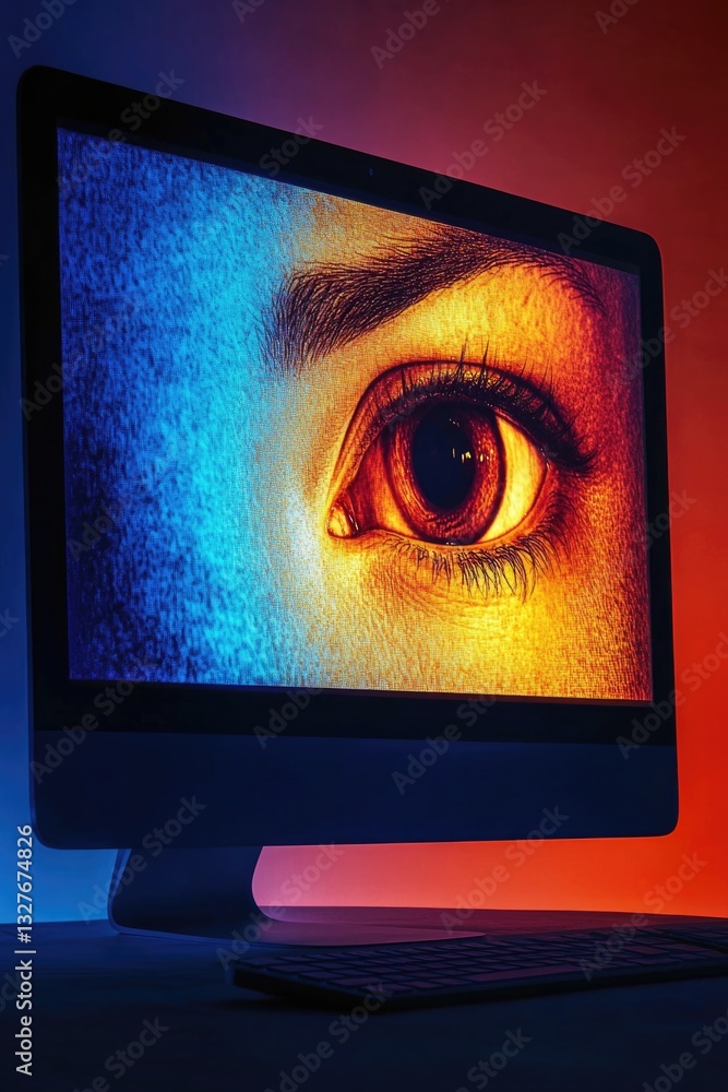 Poster a computer monitor showing an eye image