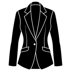  blezer for woman black silhouette vector, Simple silhouette Design vector icon with white background. Textile Vector, suit vector