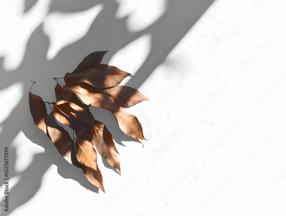 Poster soft shadows isolated on on empty transparent background. overlay brush of leaves shadows. generativ