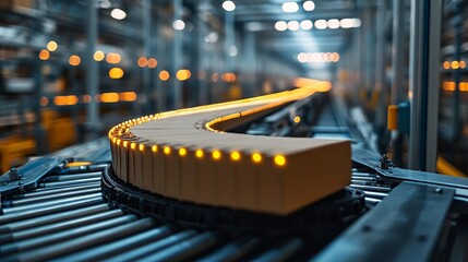 Conveyor System Transporting Packages in a Modern Warehouse During Peak Operational Hours