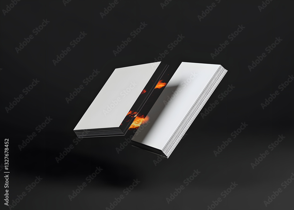 Aufkleber two floating magazine covers mockup on black background with soft shadows. 3d rendering
