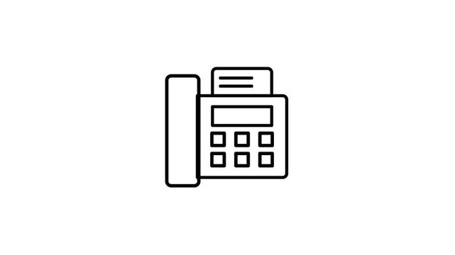 Fax icon animation 4k footage isolated on white background