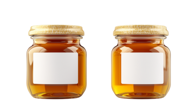 glass jar with honey isolated on white background , transparent png 