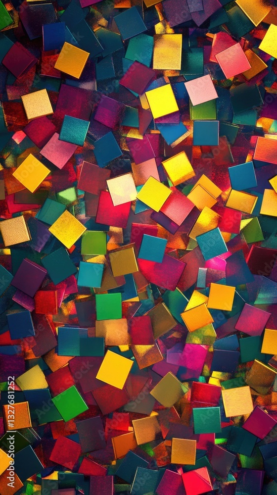 Poster a close-up shot of variously colored squares arranged on a table, suitable for use in presentations,