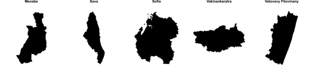 Menabe, Sava, Sofia, Vakinankaratra, Vatovavy Fitovinany outline maps