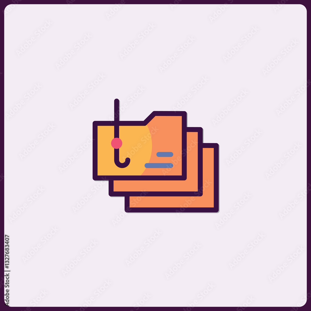 Poster phishing attack concept with data folder icon on colorful background