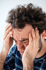 Fototapeta premium A person experiencing stress or anxiety, possibly after receiving bad news