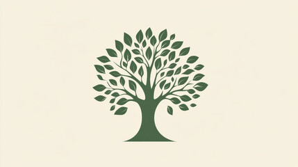 Tree vector logotype silhouette oak treetops illustration isolated  green forest badge  logo branch line-tree collection.