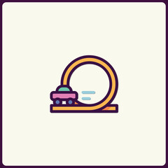 Whimsical Rollercoaster Icon with Pastel Colors and Playful Design Style
