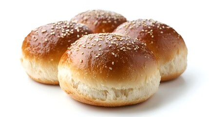 Four burger buns isolated on white background