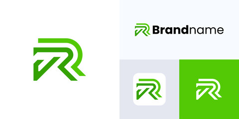 Letter R or RR logo icon design, Initial letter RR logo sign symbol, Creative monogram with neat and clear shape, Usable for identity and business, Premium vector template inspiration symbol R