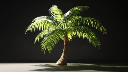 Obraz premium A vibrant palm tree illuminated against a dark background perfect for tropical nature and se