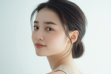 美容, 女性, スキンケア, 化粧品, ビューティー, 若い女性, 美肌, 日本人, アジア人, フェイシャル, メイク, 美容液, 保湿, クリーム, エイジングケア, 美容医療, エステ, 美容クリニック, 肌ケア, ナチュラルメイク, 透明感, ツヤ肌, モデル, 笑顔, ポートレート, クローズアップ, リラックス, 癒し, 健康的, 美白, コラーゲン, ヒアルロン酸, アンチエイジング