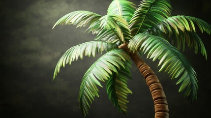 Vibrant Palm Tree Against a Dark Sky Tropical Plant Nature Background Botanical Illustration