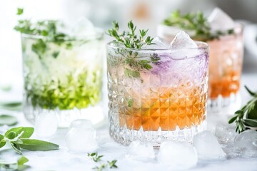 Couple's glasses filled with colorful beverages