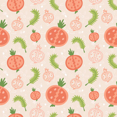 Fruits seamless pattern. Hand drawn doodle vector illustration. Vector design for textile and paper.	
