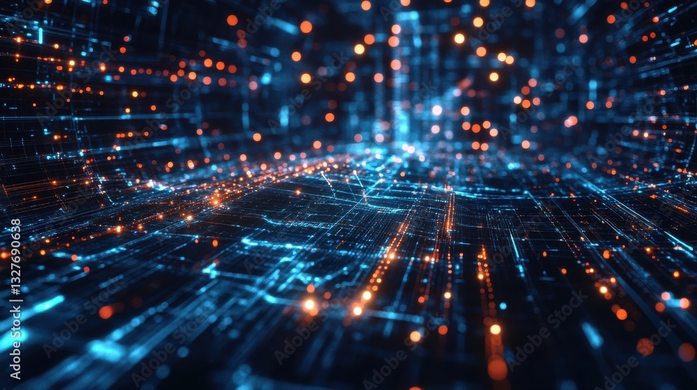 Poster abstract infographics visualization. big data code representation. futuristic network or business an