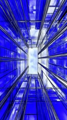 Obraz premium Abstract Modern Architecture, Intricate Glass Facades, Urban Skyscraper Perspective