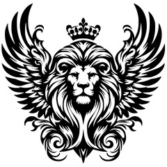 Silhouette portrait of a winged lion