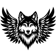 Silhouette of a wolf screen print design