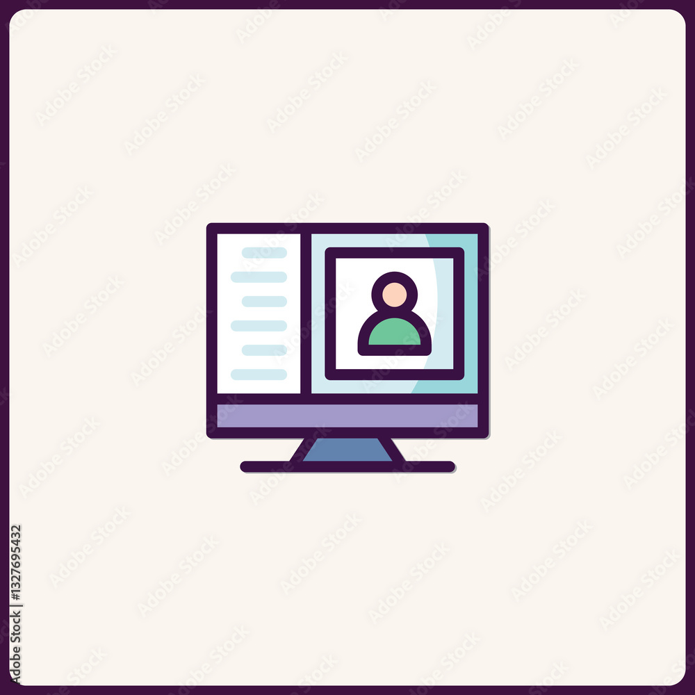 Poster modern vector icon illustration of a computer with a profile image