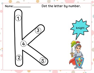 Dot the letter k by number from 1 to 5

Kids dot the letter 